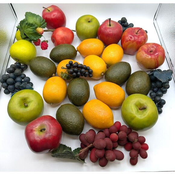 31 pcs Artificial Faux Realistic Fruit Lemons Limes Grapes Apples Plum - Picture 1 of 7